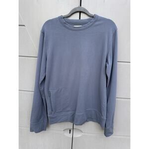 Pact Organic Cotton Sweatshirt Blue Med Pullover Pocket Sustainable Minimalist